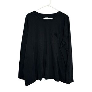 Madewell Women's Long Sleeve Black Crewneck Pocket Top Size 2X
